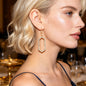 Sparkling Gold Hexagon Geometric Dangle Earrings Luxurious Banquet Party Jewelry-0
