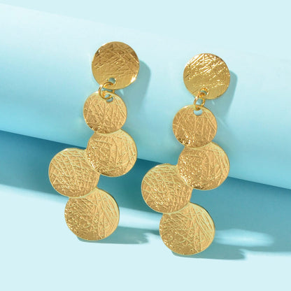 Circle Disc Coin Geometric Flat Brushed Geometric Statement Earrings Gift-0