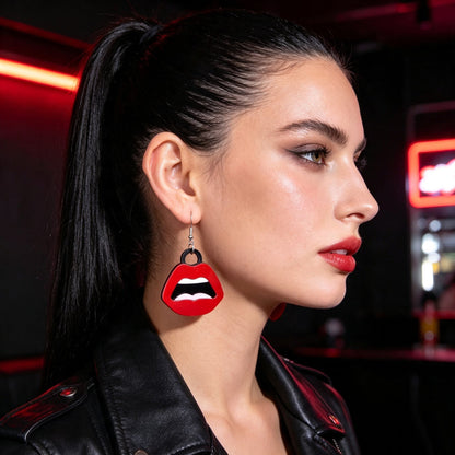Y2k  Big Red Lips Earrings Halloween Jewelry Music Festival Party Club Cosplay Accessories-0