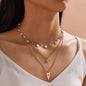 Stylish Triple-Layered Round Disc Heart Pendant Necklace Girls Unique Jewellery-0