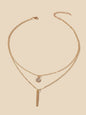 AU Local Double Layer Chain Round Charm Bar Drop Necklace Choker Party Jewellery-1