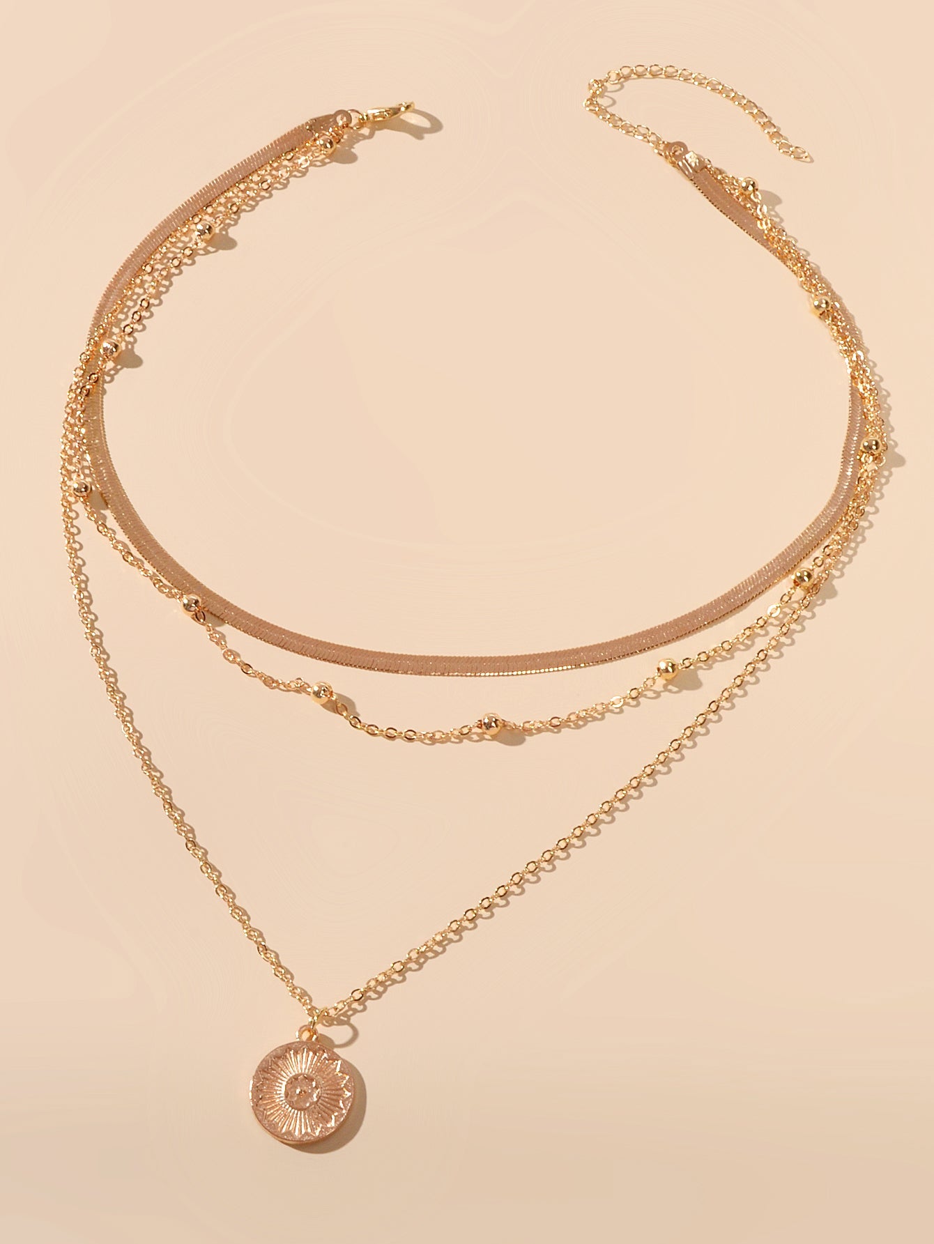 Boho Chic Jewelry Gold Silver Metal Multi-layer Chain Coin Disc Pendant Necklace-2