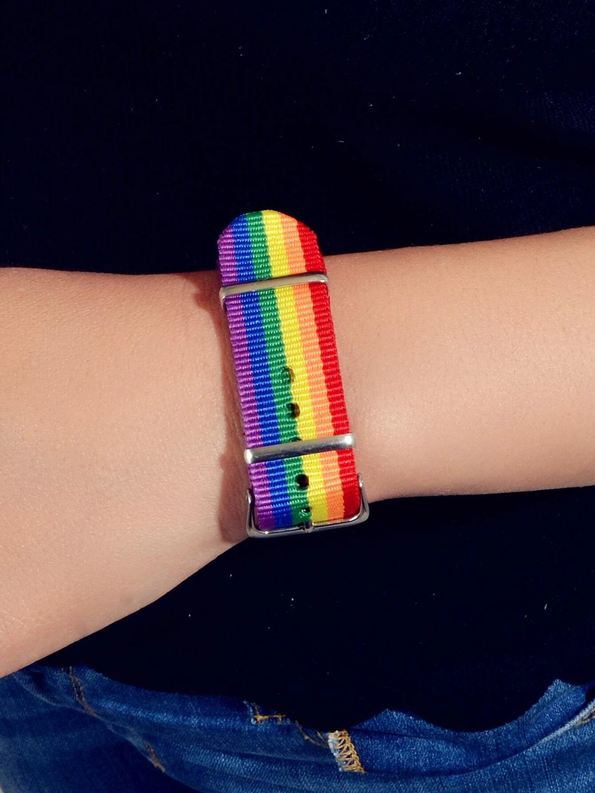 Belt Colorful Rainbow Striped Braided Wrap Bangle Bracelet Hiphop Accessories-1