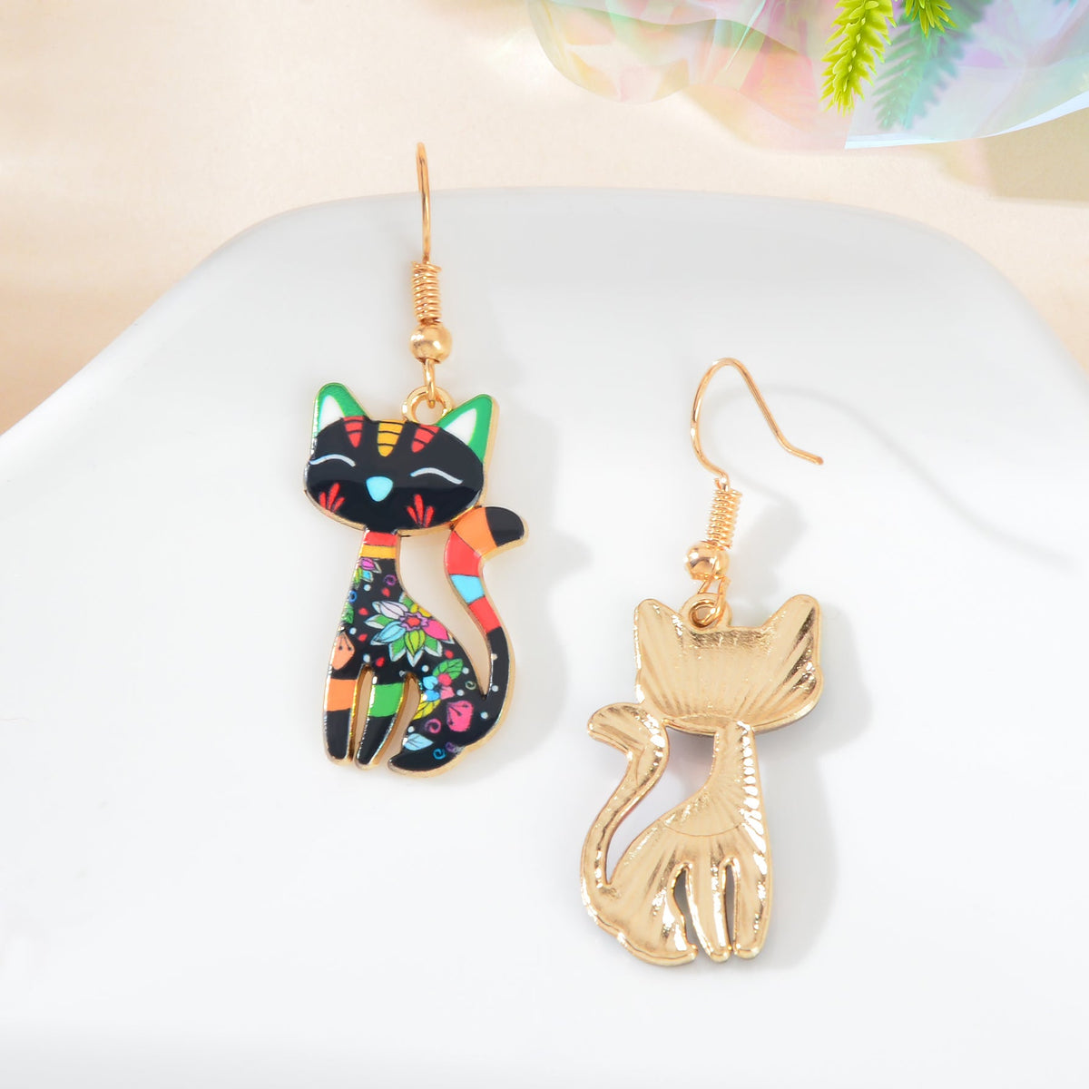 Lovely Colorful Cartoon Cat Design Animal Dangle Earrings Party Holiday Jewelry-2