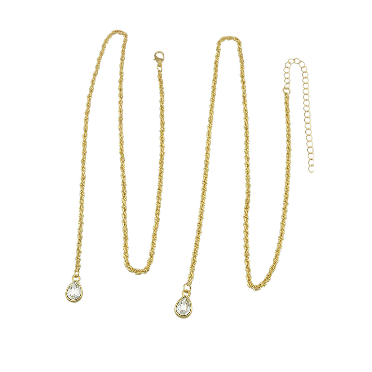 Designer Jewellery Gold Silver Long Chain Water Drop Necklace Trendy Accessories-3