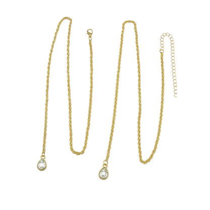 Designer Jewellery Gold Silver Long Chain Water Drop Necklace Trendy Accessories-3