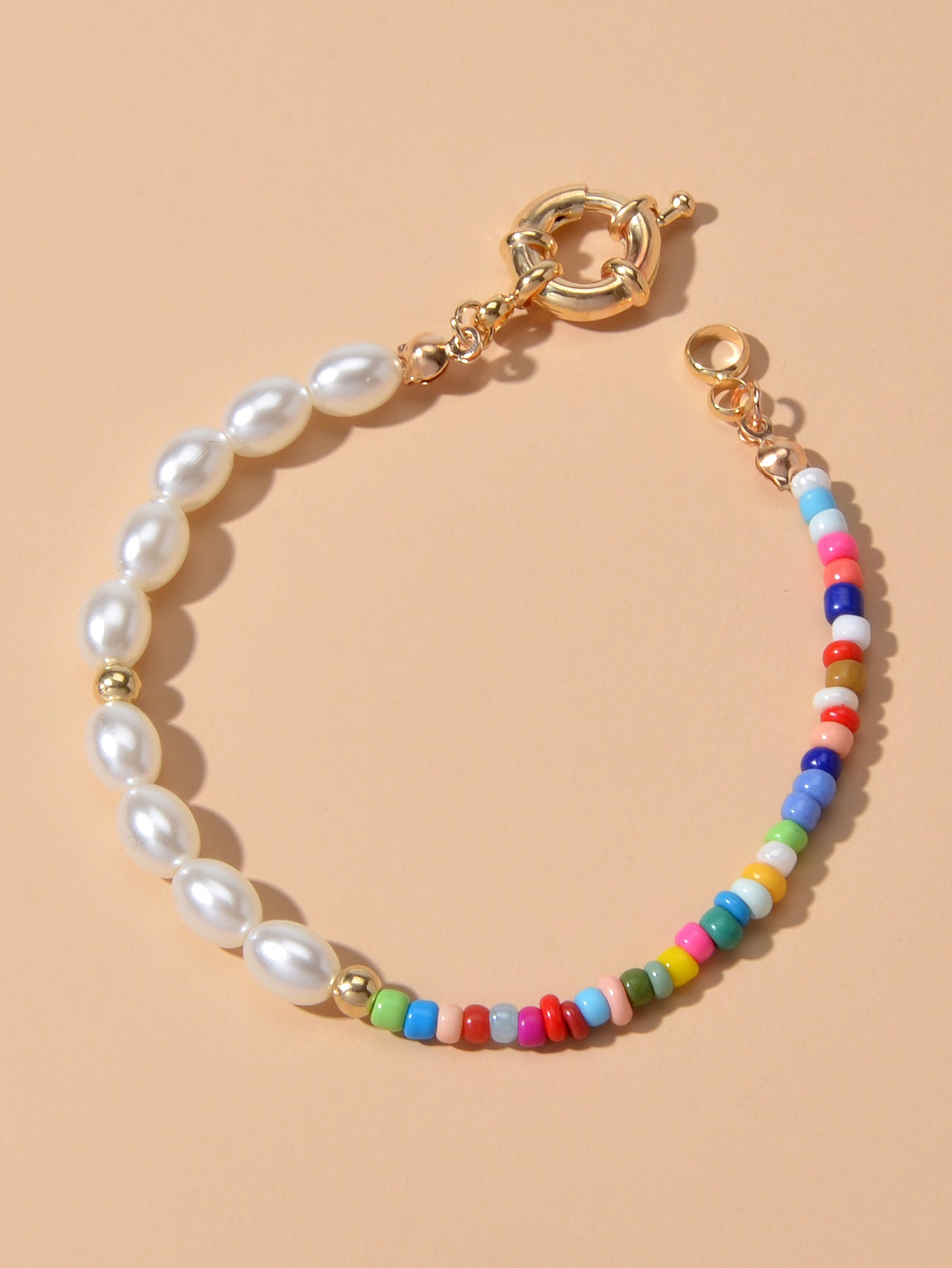 Colorful Bead Faux Pearl Handmade Bracelet Women Boho Chic Seed Beads Jewellery-3