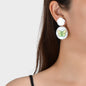 Designer Stylish Jewellery White Flower Green Butterfly Dangle Chunky Earrings-0