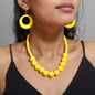 Bohemian Vacation Eye-catching Jewelry set Beads Collar Chunky Necklace and Circle Dangle Earrings Exaggerated Jewelry Set-0