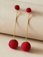 Feelontop Classic Stunning Red Round Ball Dangle Earrings Stud Blogger Jewellery-1