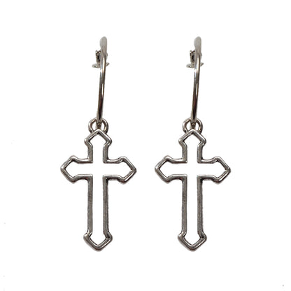 Punk Jewellery Silver Cross Statement Hoop Earrings Fashion Women Accessories-1