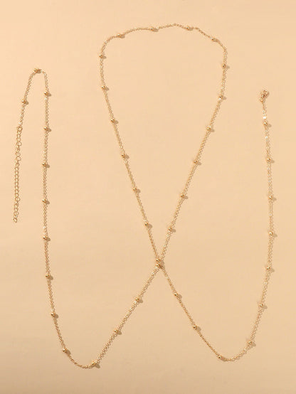 Simple Gold Waist Link Body Chain Belly Necklce Sexy Bikini Jewelry Layer Choker-2