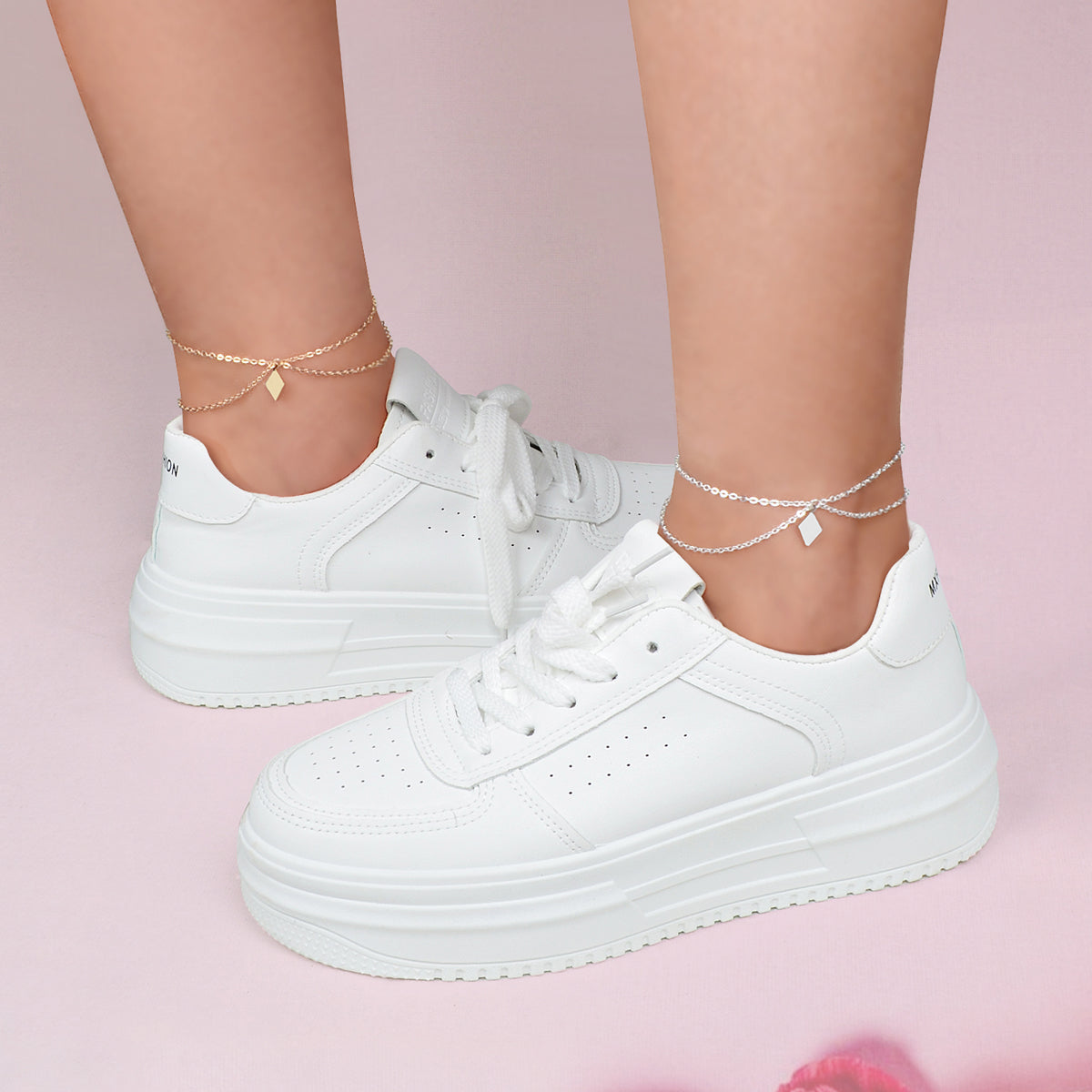 2pcs Valentine's Gift Layered Anklets Matching Couple Best Friend Foot Jewellery-0