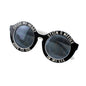 Chic White Accent Black Frame Sunglasses Trendy Sunnies Gift-0