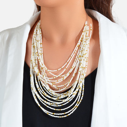 Colorful Seed Beads Multilayer Chunky Necklace Bold Jewelry-6
