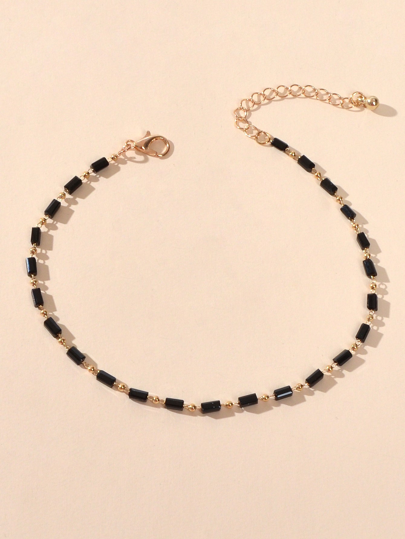1 pc Foot Beach Jewellery Gold Chain Handmade Black Beads Anklet Bracelet Gift-1