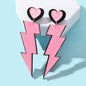 Y2K Sweet Pink Acrylic Heart Lightning Long Pendant Dangle Earrings for Dating-0