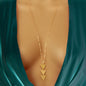 Modern Long Chain Necklace with Three Triangle Pendants-4