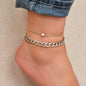 Silver Double-Layer Chunky Chain Anklet - Stylish Statement for Your Ankles-0