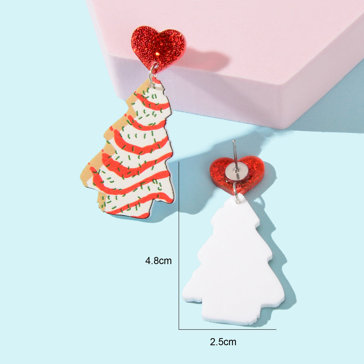 Festive Christmas Tree Pendant Dangle Earrings Dainty Seasonal Gifts for Girls-1