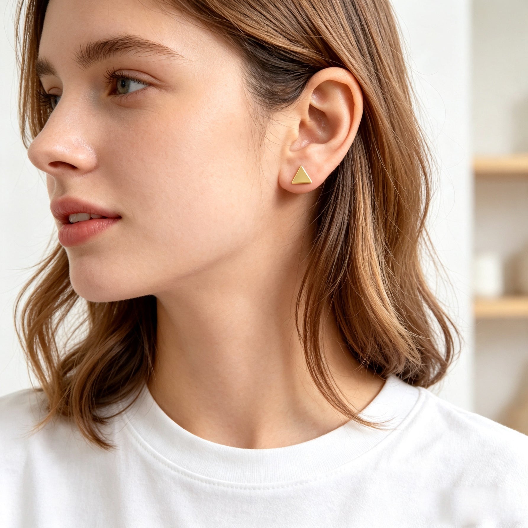 Gold Triangle Geometric Minimalist Stud Earrings Fashion  Daily Casual Work Dainty Jewelry-0