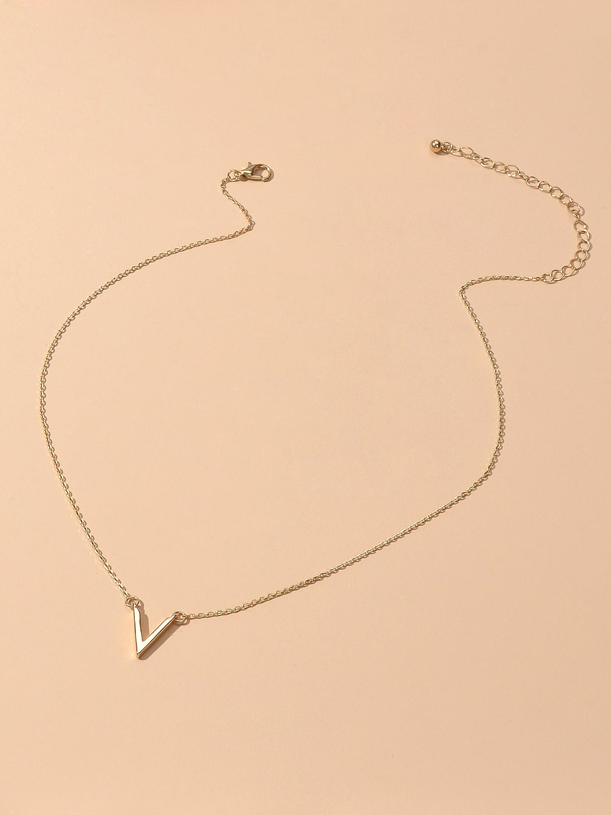 Initial V Pendant Necklace Victory Geometric Choker Boho Chain Lover Jewellery-3