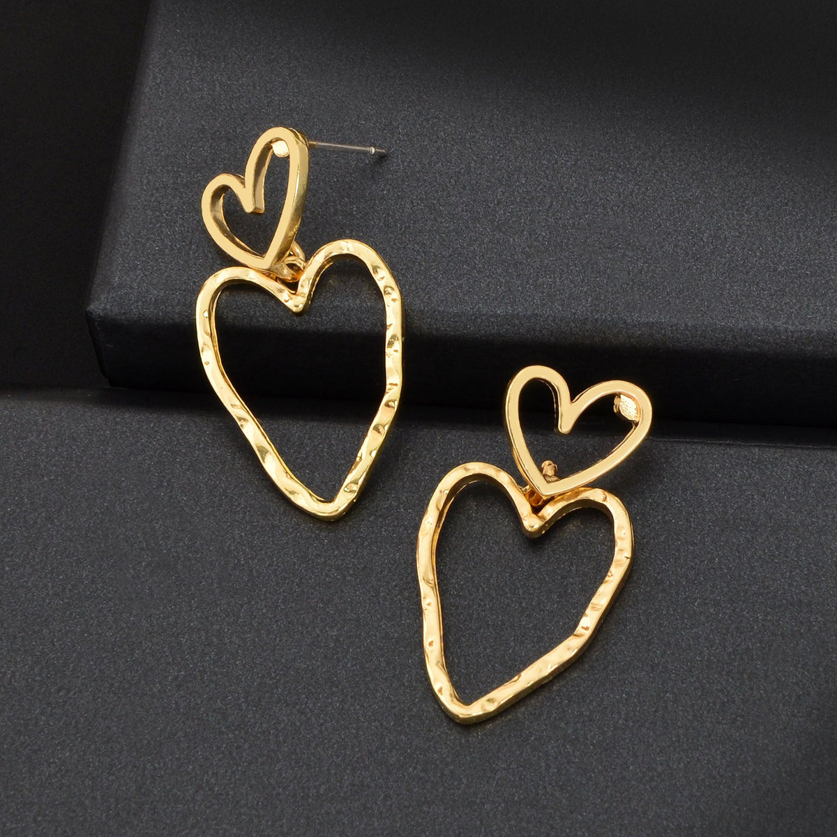 Stylish Golden Hollow Heart Dangle Earrings Women Dating Party Daily Jewelry-2