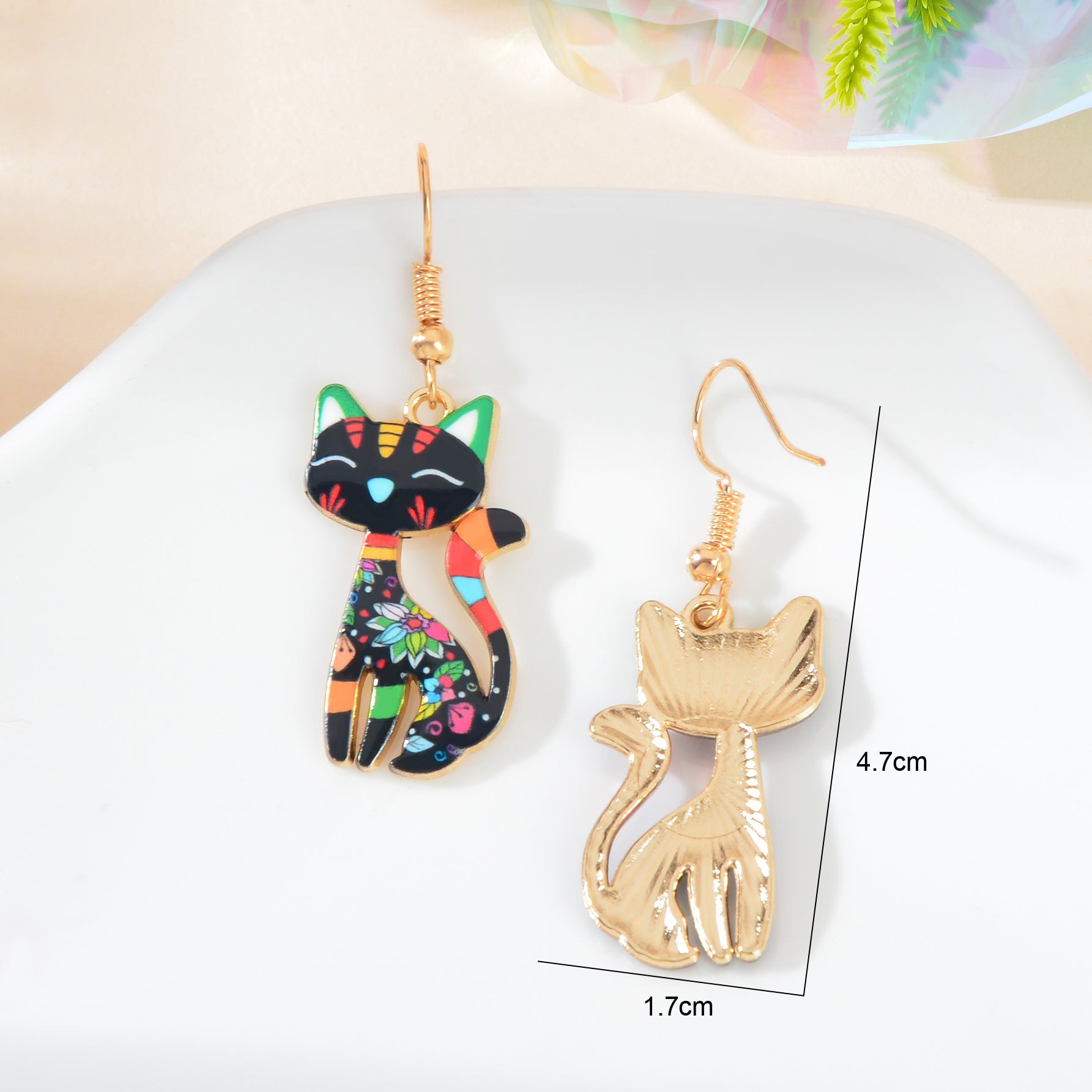 Lovely Colorful Cartoon Cat Design Animal Dangle Earrings Party Holiday Jewelry-3
