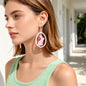 Cute Pink Rabbit Acrylic Dangle Earrings White Oval Frame Easter Beach Sweet Accessories-0
