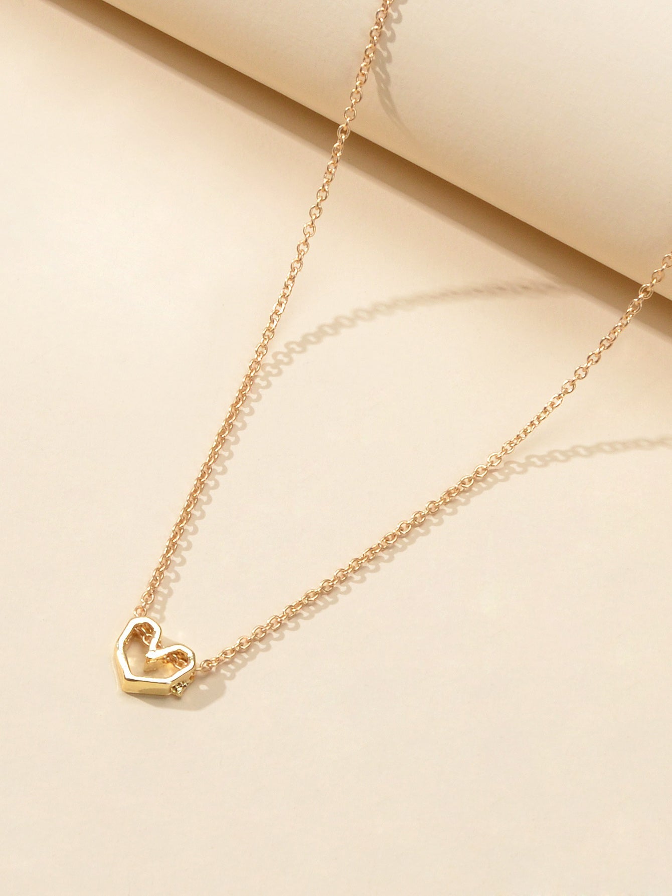 Gold Silver Simple Love Heart Charm Necklace Minimalist Wedding Party Jewellery-2