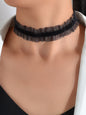 Gothic Black White Lace Elastic Punk Tattoo Choker Necklace Halloween Accessory-4