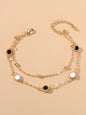 AU Local Black White Round Disc Double Layer Women Bracelet Gold Wrist Chain-0