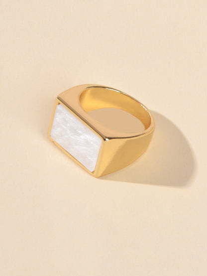 Textured Jewellery Square White Punk Gold Finger Ring Fashion Women Accessories-3