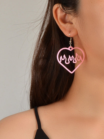 Feelontop Acrylic Hollow Love Heart Drop Earrings Party Women Gift Accessories-0