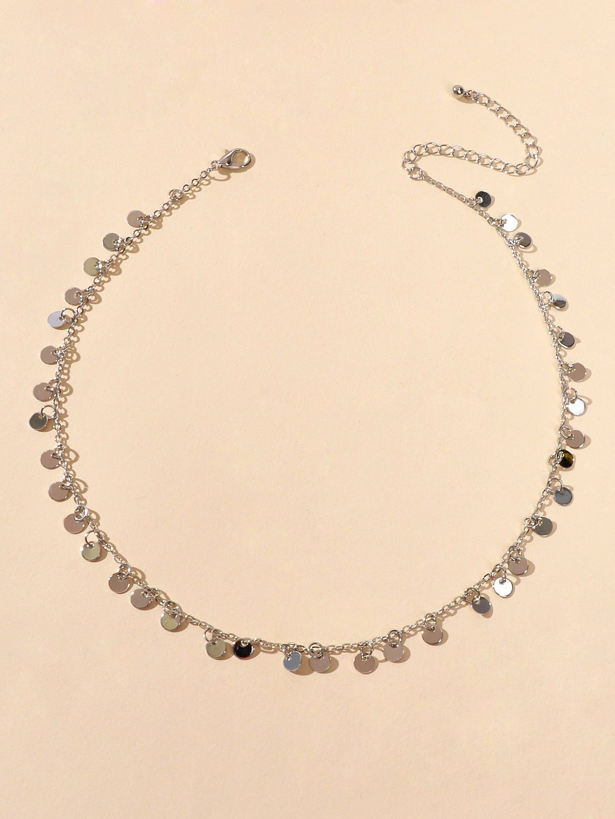 Round Disc Charm Rolo Necklace Dainty Coin Jewellery Bohemia Sequin Party Choker-3