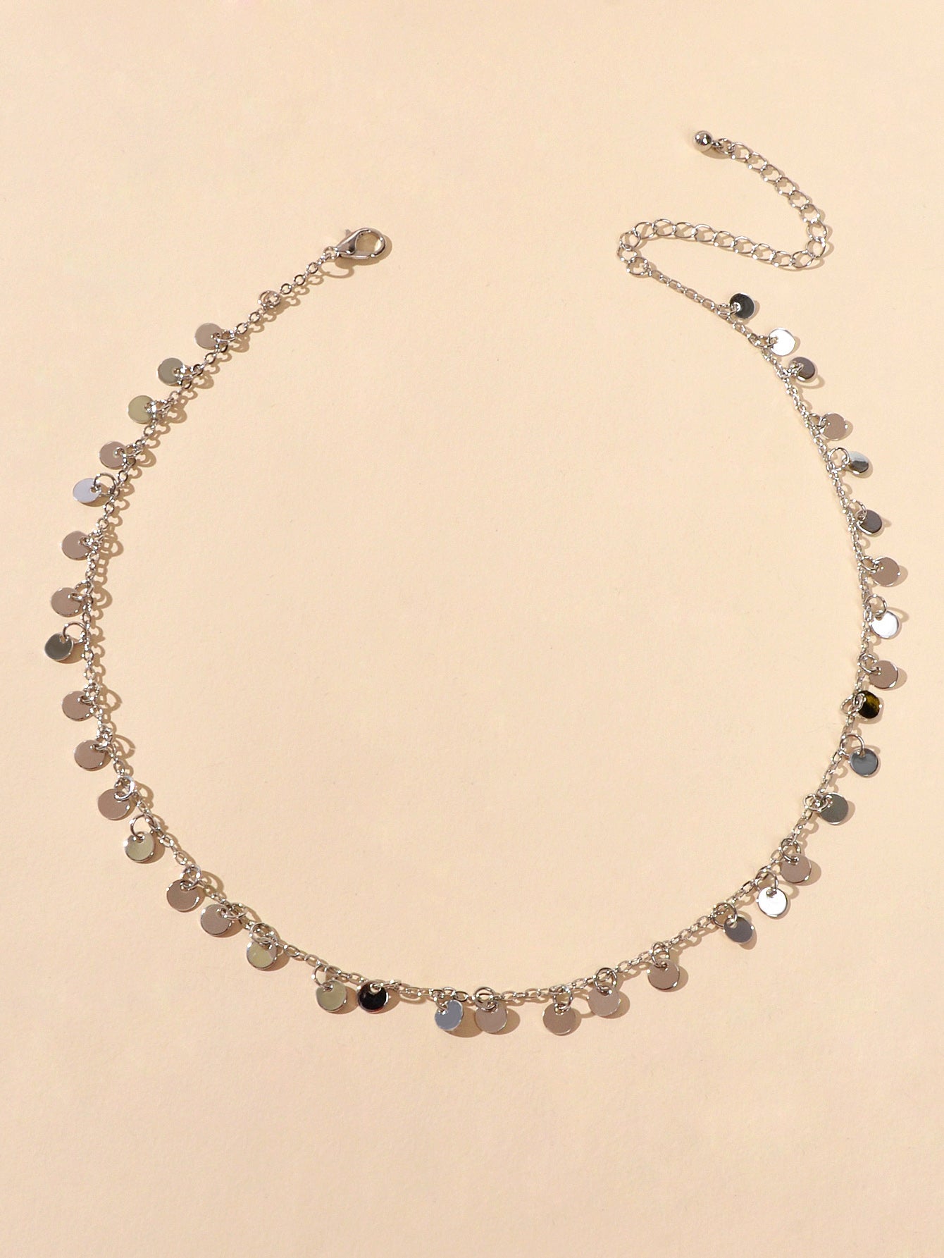 Round Disc Charm Rolo Necklace Dainty Coin Jewellery Bohemia Sequin Party Choker-3