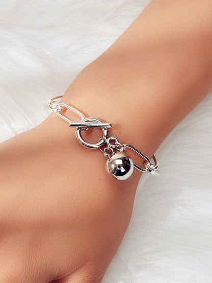 Fashion Jewellery Silver Chain Beads Charm Bracelet Minimalist Women Accessories-2