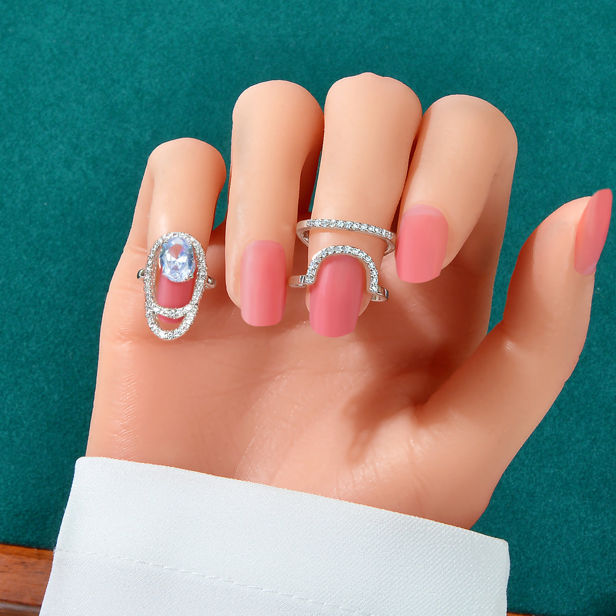 Silver Plated Diamond Accent Nail Ring - Elegant and Stylish Accessory!-0