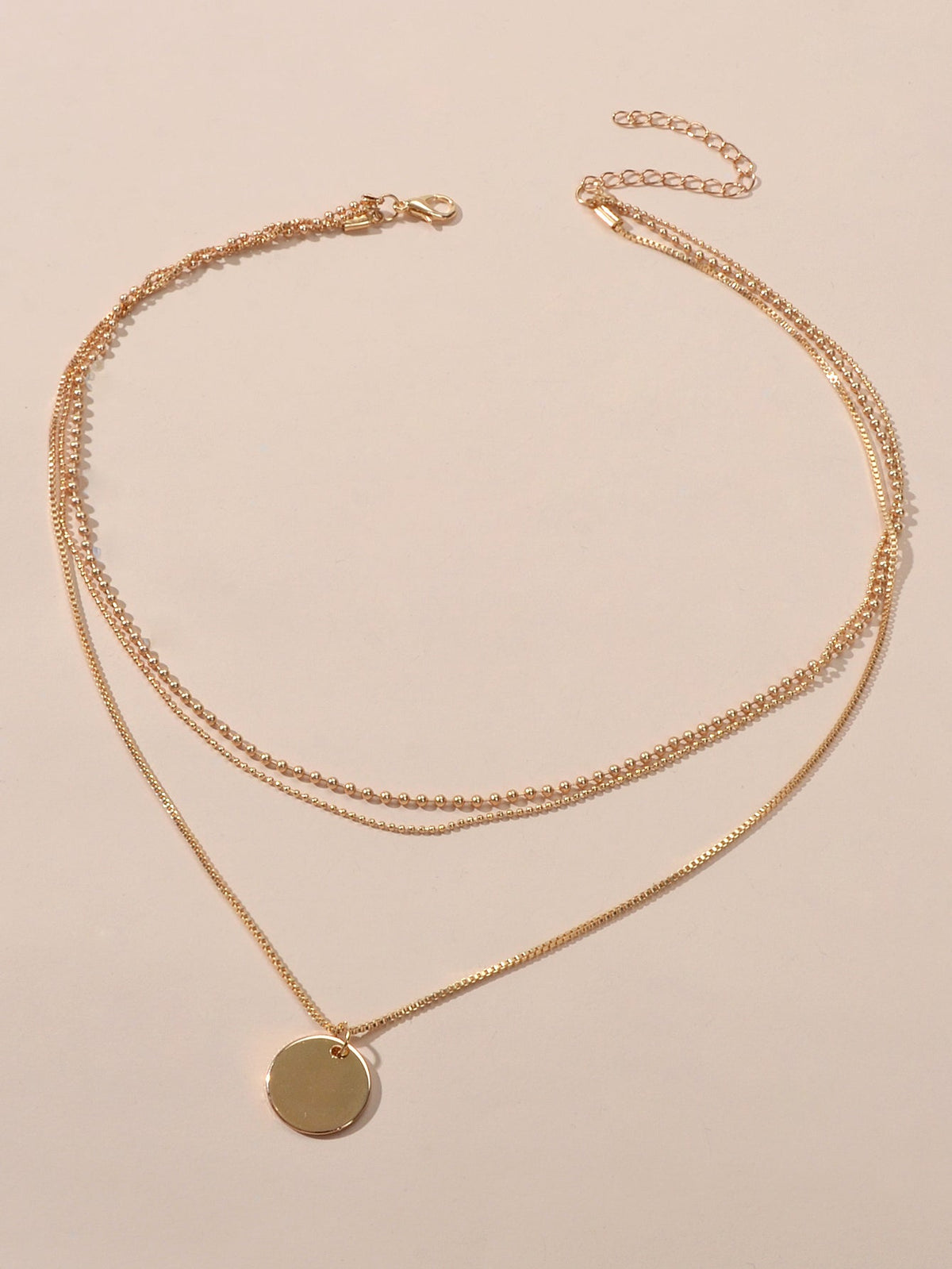 Round Coin Disc Charm Multilayer Necklace Gold Clavicle Chain Collar Trendy Gift-1
