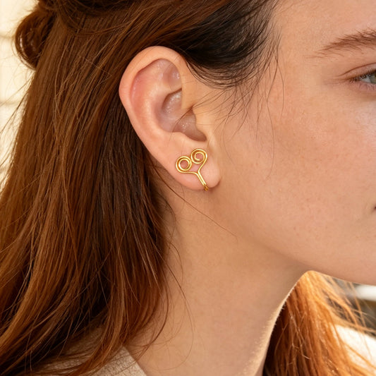 2pcs Simple Spiral Clip‑On Ear Cuffs Gold Non‑Pierced Earrings Casual Jewellery-0
