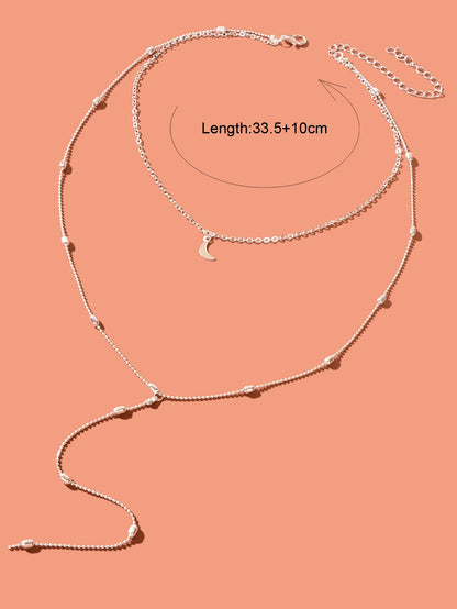 Long Y-Drop Necklace New Fashion Moon Choker Lariat Collar Dainty Jewellery-2