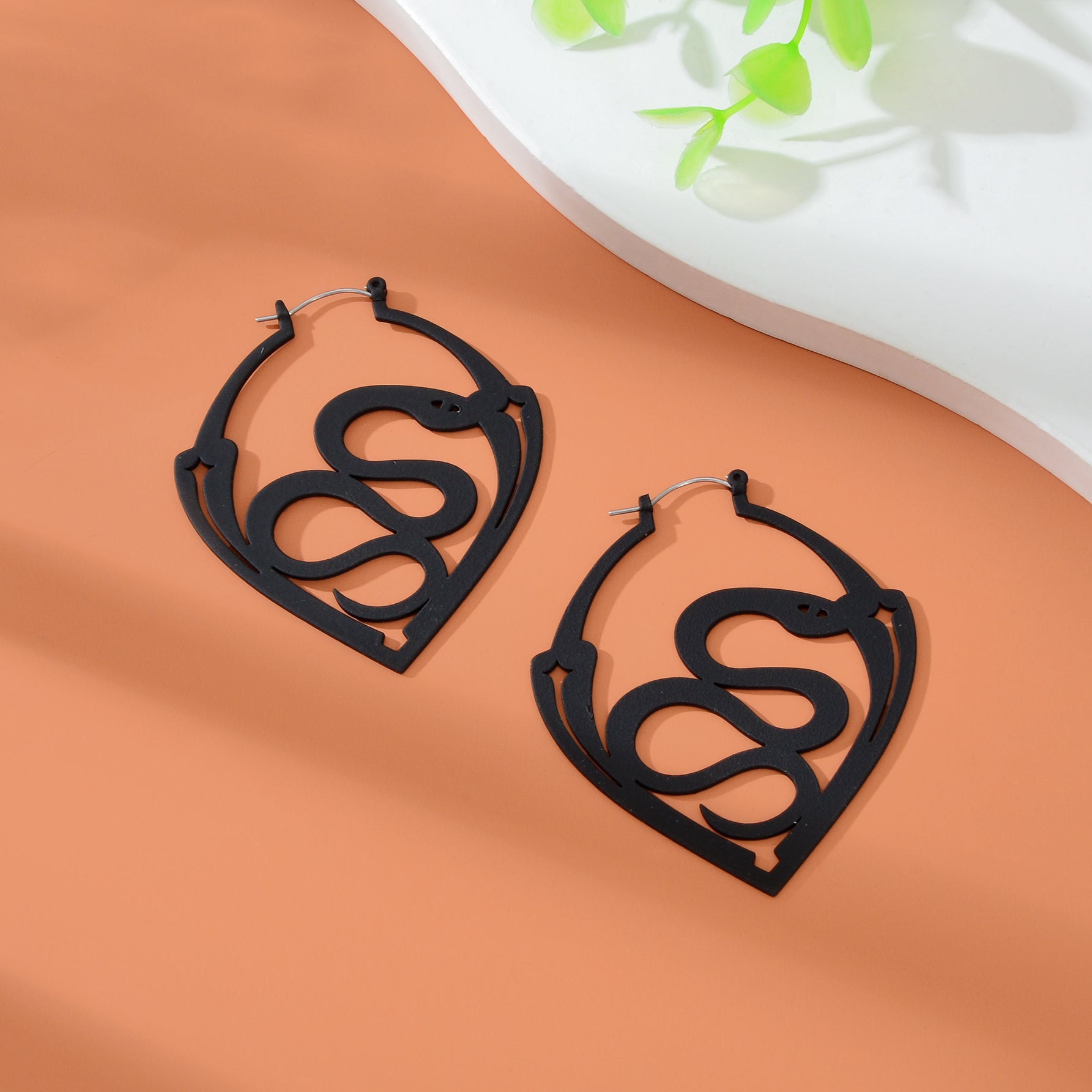 Gothic Black Snake Geometric Big Statement Dangle Earrings Party Daily Jewelry-1