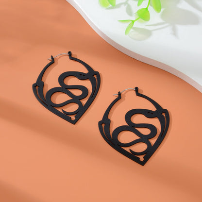 Gothic Black Snake Geometric Big Statement Dangle Earrings Party Daily Jewelry-1
