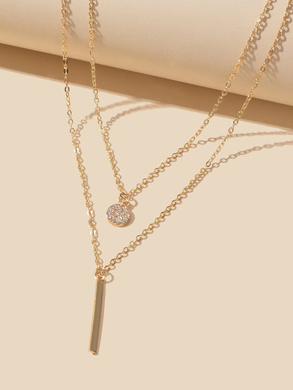 AU Local Double Layer Chain Round Charm Bar Drop Necklace Choker Party Jewellery-2