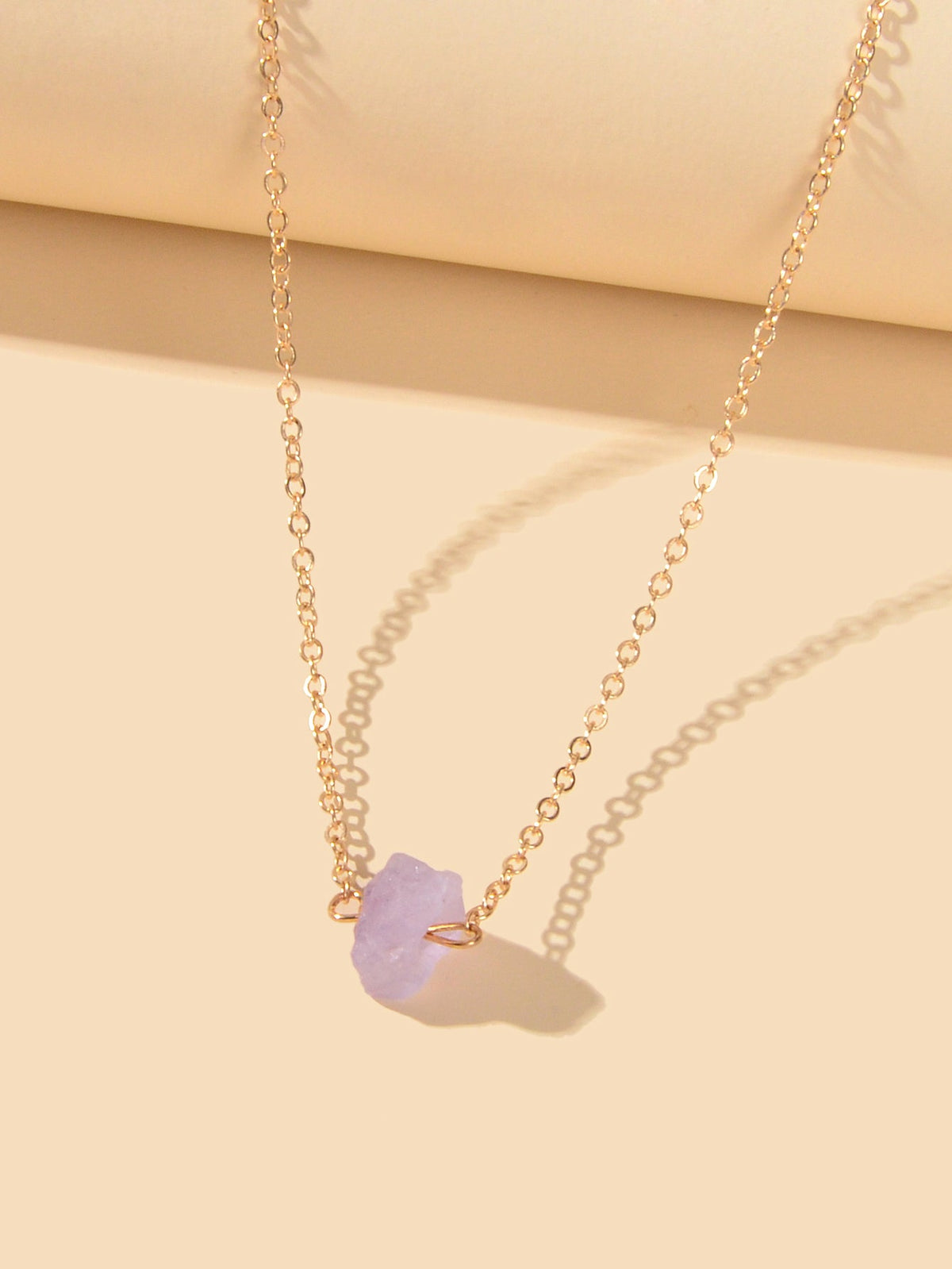 Gold Chain Natural Geometric Stone Crystal Charm Necklace Teens Collar Jewellery-1