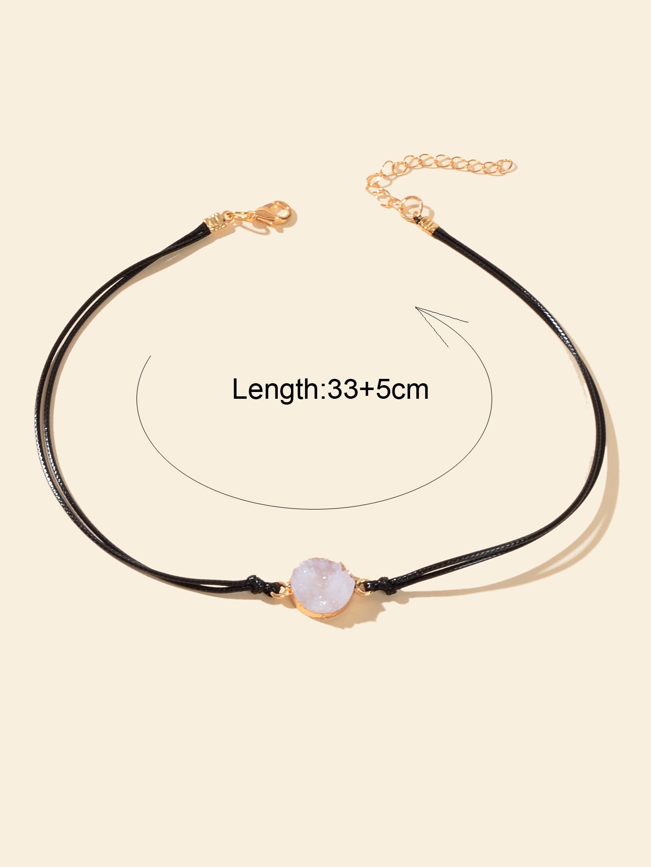 Boho Chic 90s Round Resin Black Pu Leather Grunge Collar Tattoo Choker Necklace-4