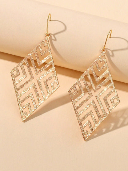 Hollow out Geometric Rhombus Drop Earrings Chic Ear Hook Boutique Jewellery-2