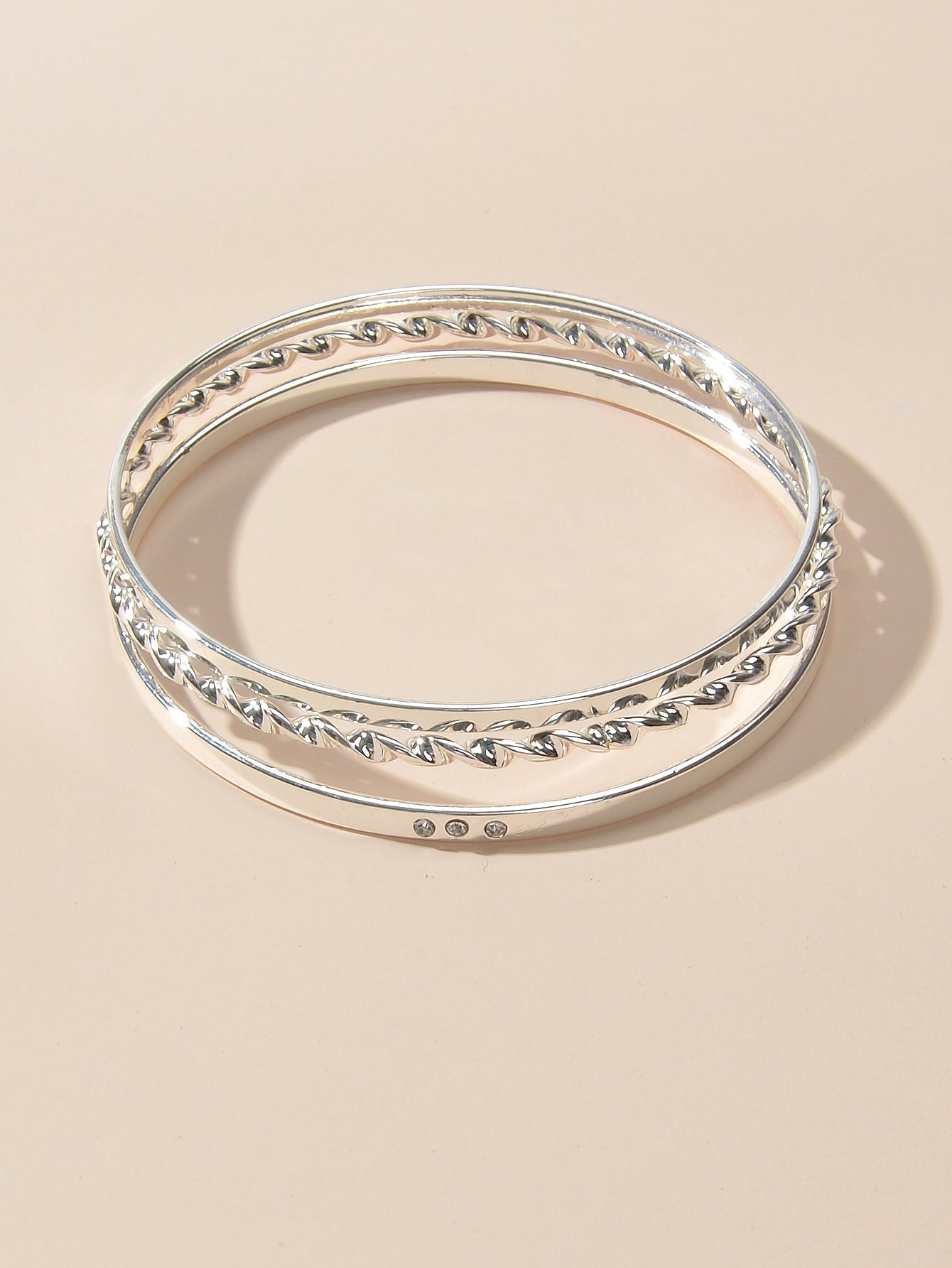 3 pcs Ladies Jewellery Rhinestone Silver Multiple Stackable Bangles Bracelet set-2