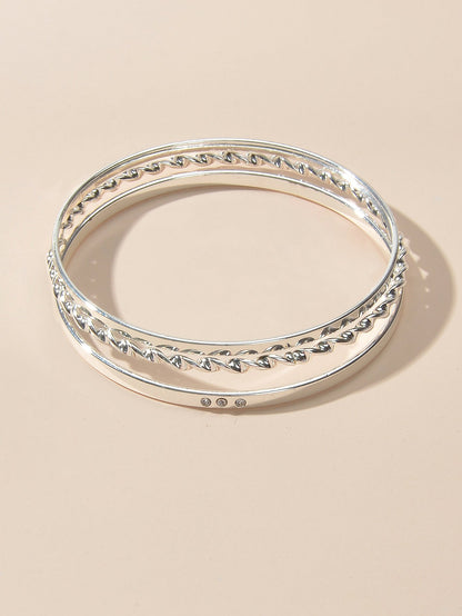 3 pcs Ladies Jewellery Rhinestone Silver Multiple Stackable Bangles Bracelet set-2