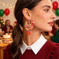 Christmas Chicken Dangle Earrings Santa Hat Red Boots Colorful Light Decor Funny Animal Jewelry-0